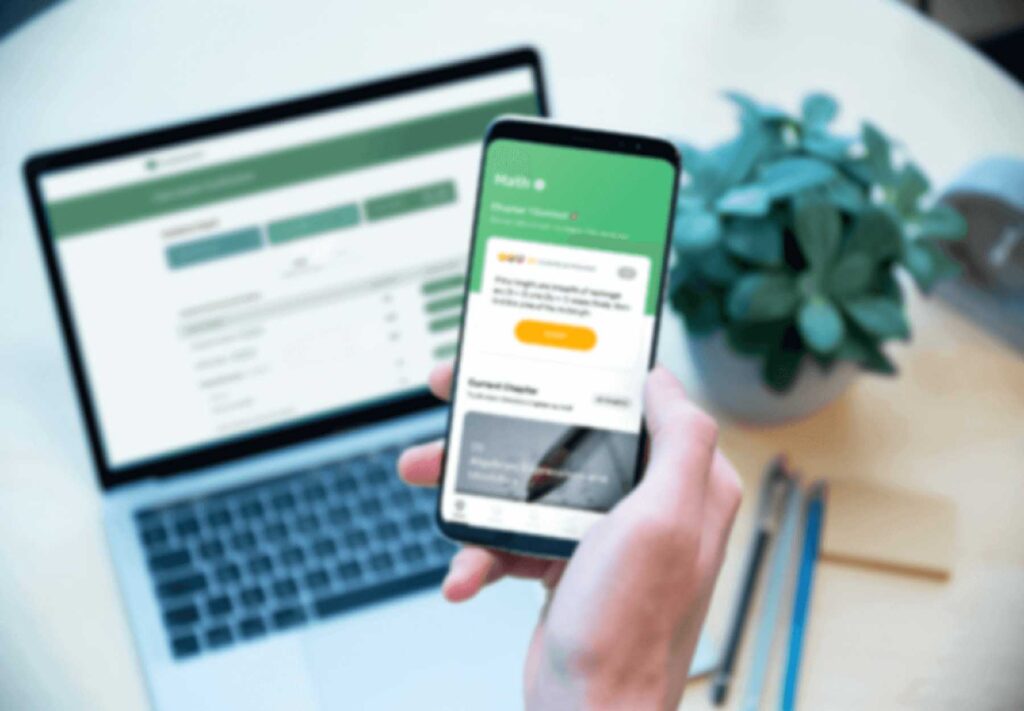 Man using Class Saathi app on laptop and mobile