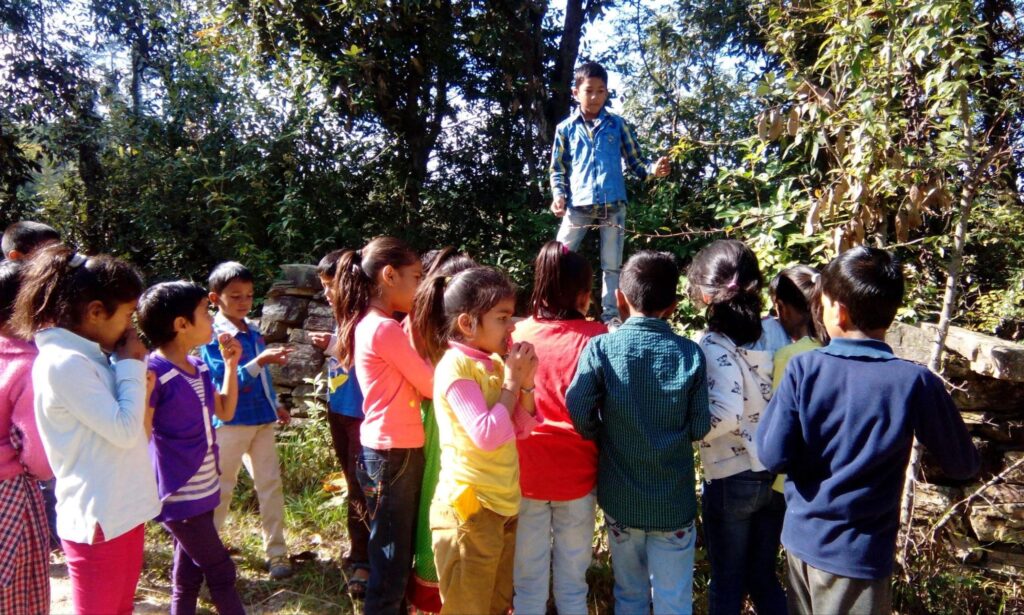 Students learning outdoor