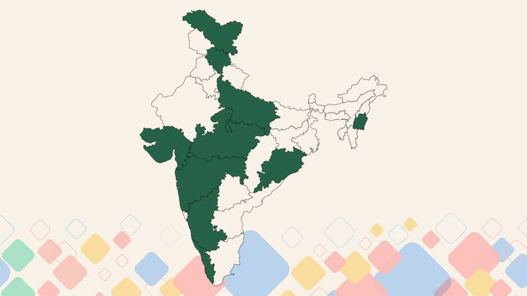 Map showing Class Saathi in 10 states of India